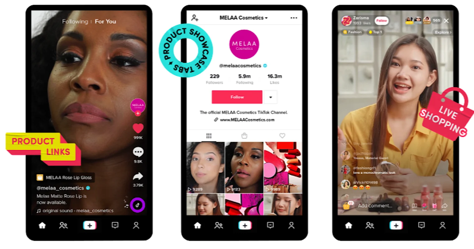 TikTok livestream showing shoppable items in real time]